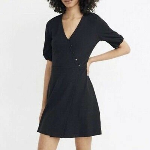 Madewell Cross-Front Button Dress Black Size Small - Picture 1 of 7
